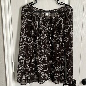 Ann Taylor Loft sheer long sleeve blouse